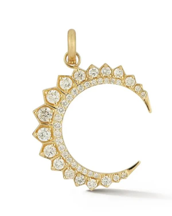 14K Yellow Gold and Diamond Crescent Moon Estelle Charm
