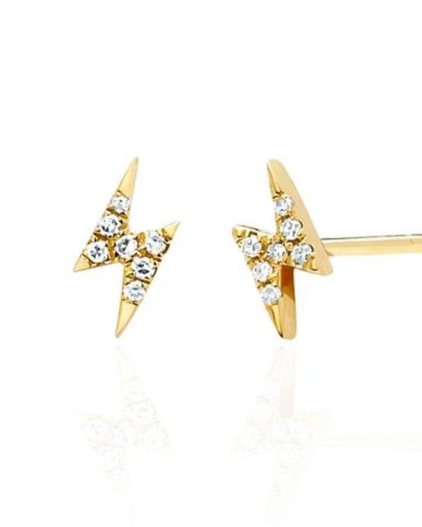 (Single) Diamond Lightning Bolt Stud in Yellow Gold